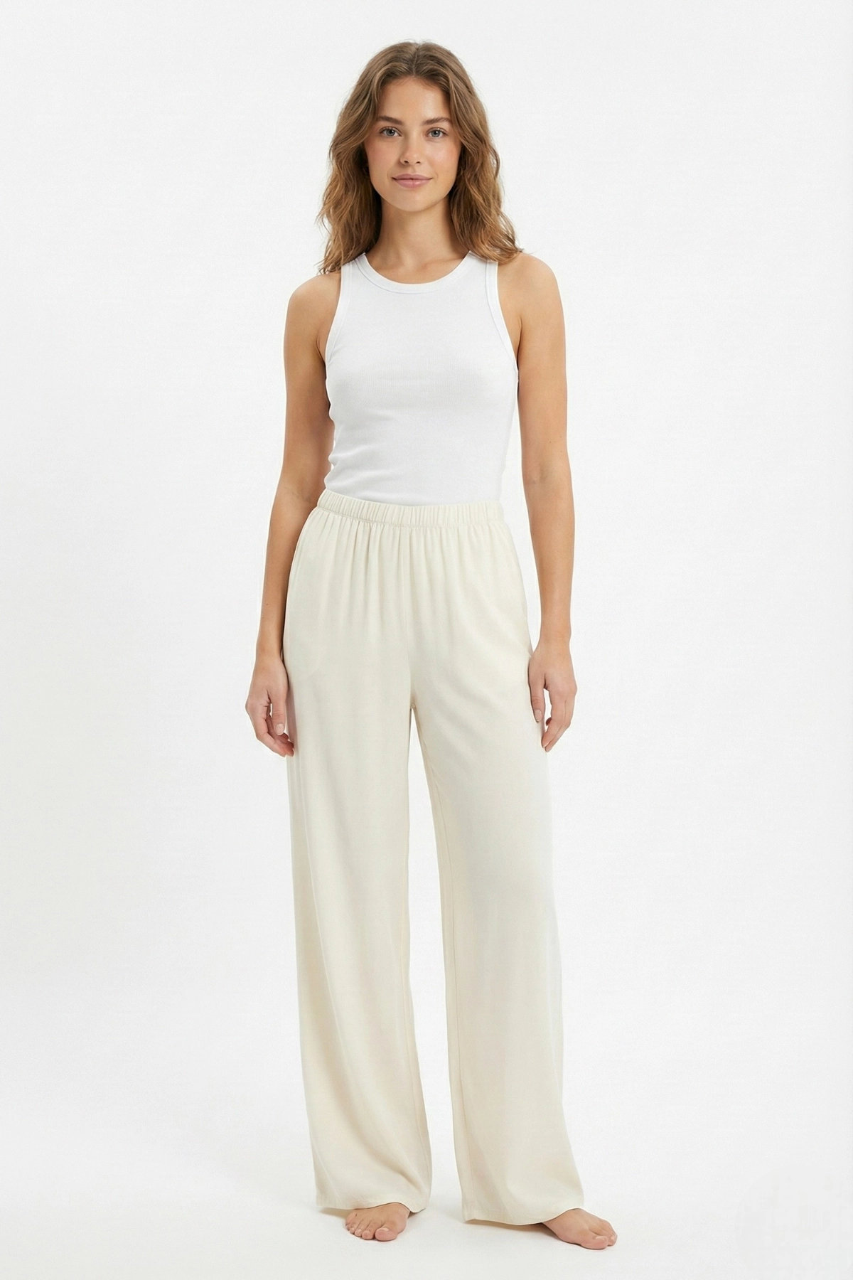 Kruvasan Baskılı Viskon Dokuma 2’li Rahat Kesim Pijama Altı Seti