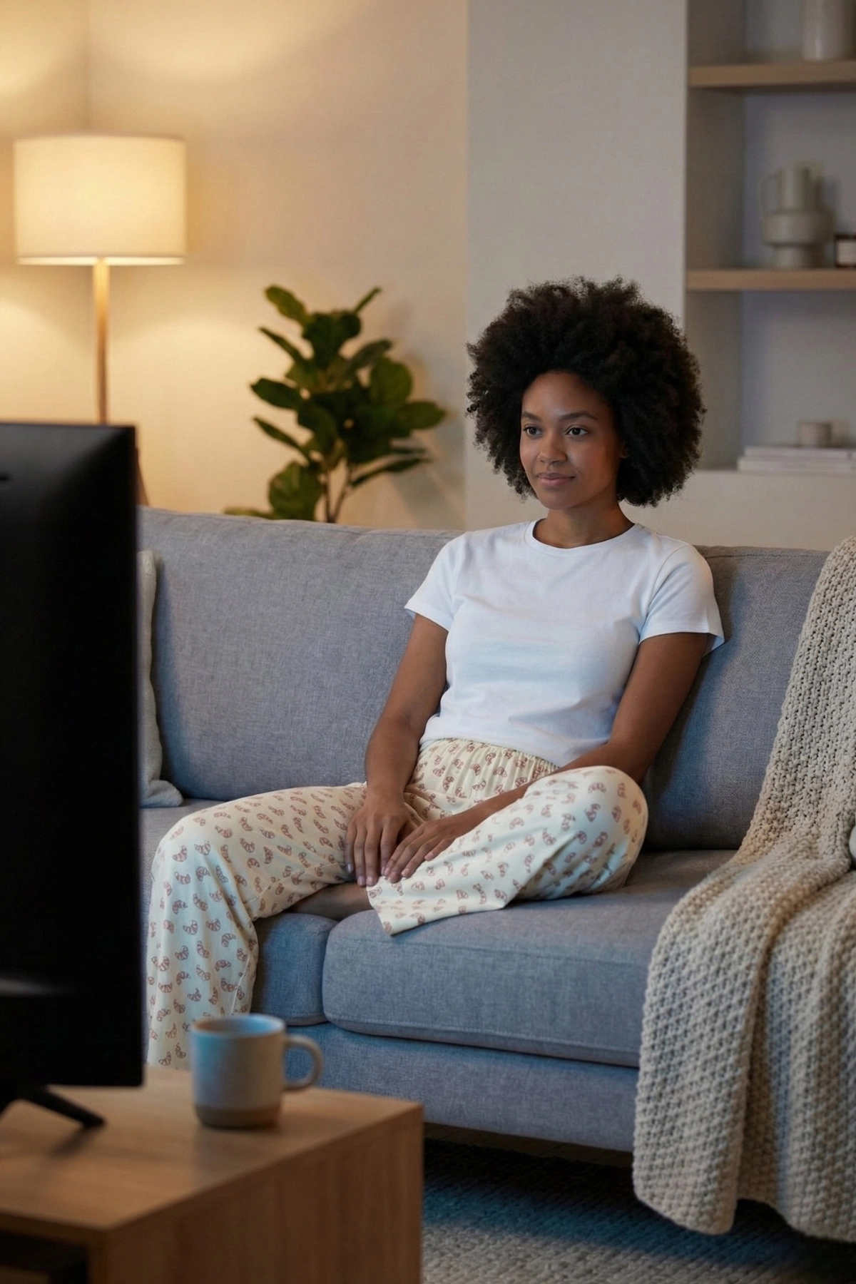 Kruvasan Baskılı Viskon Dokuma 2’li Rahat Kesim Pijama Altı Seti