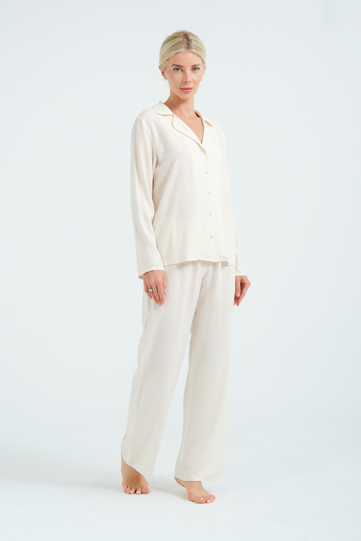 La Perissa Bej Viskon Dokuma Pijama Takımı