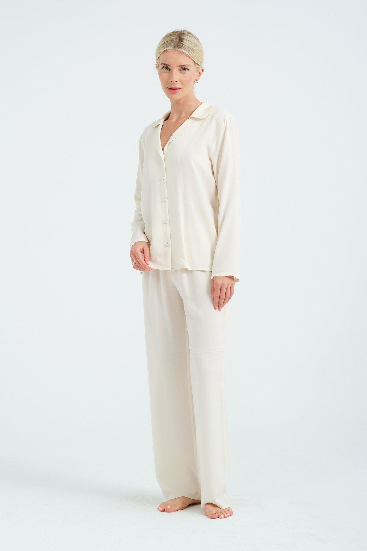 La Perissa Bej Viskon Dokuma Pijama Takımı