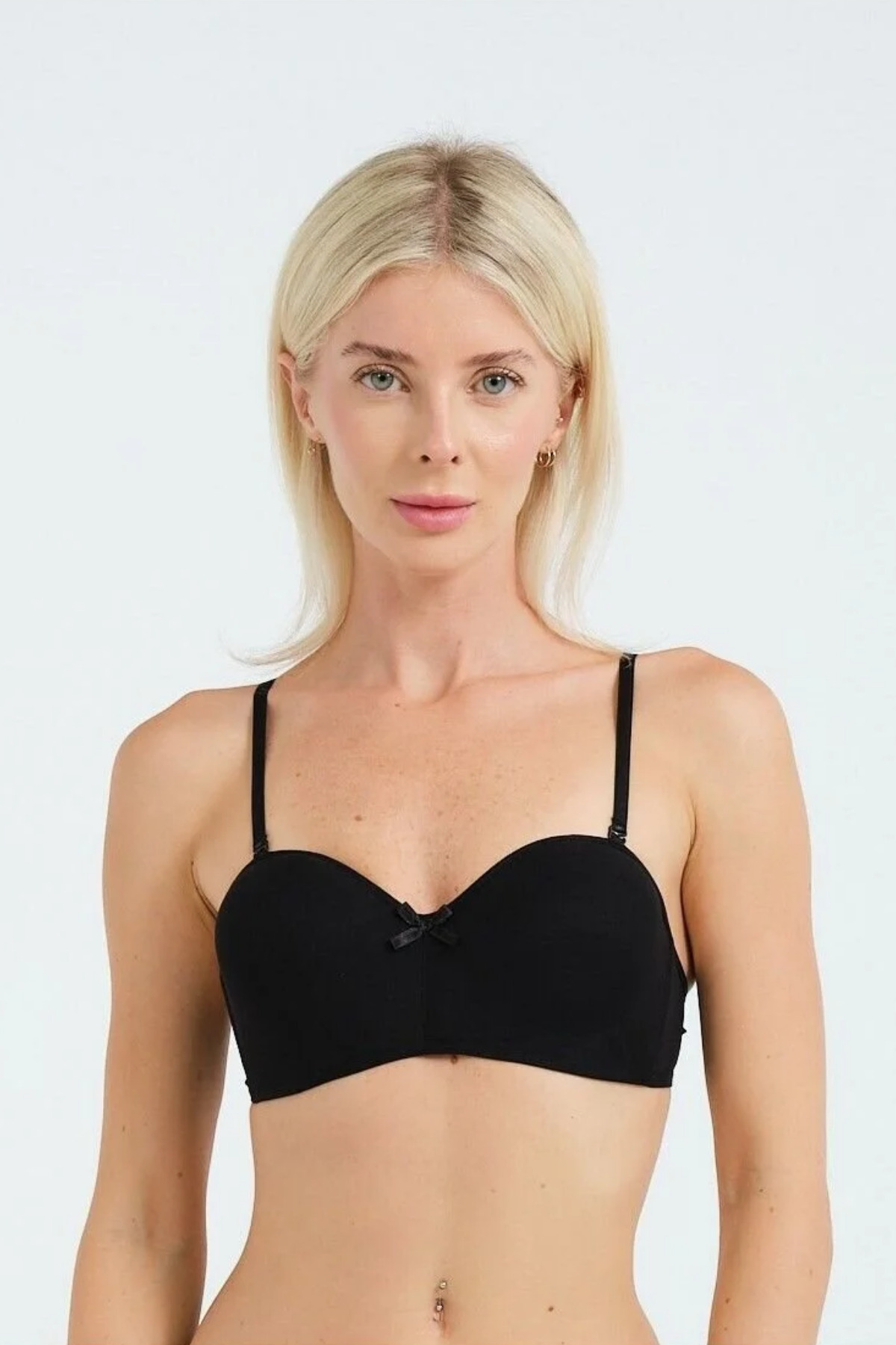 Kadın Siyah Toparlayıcı Balenli Dolgusuz Lotus Sütyen