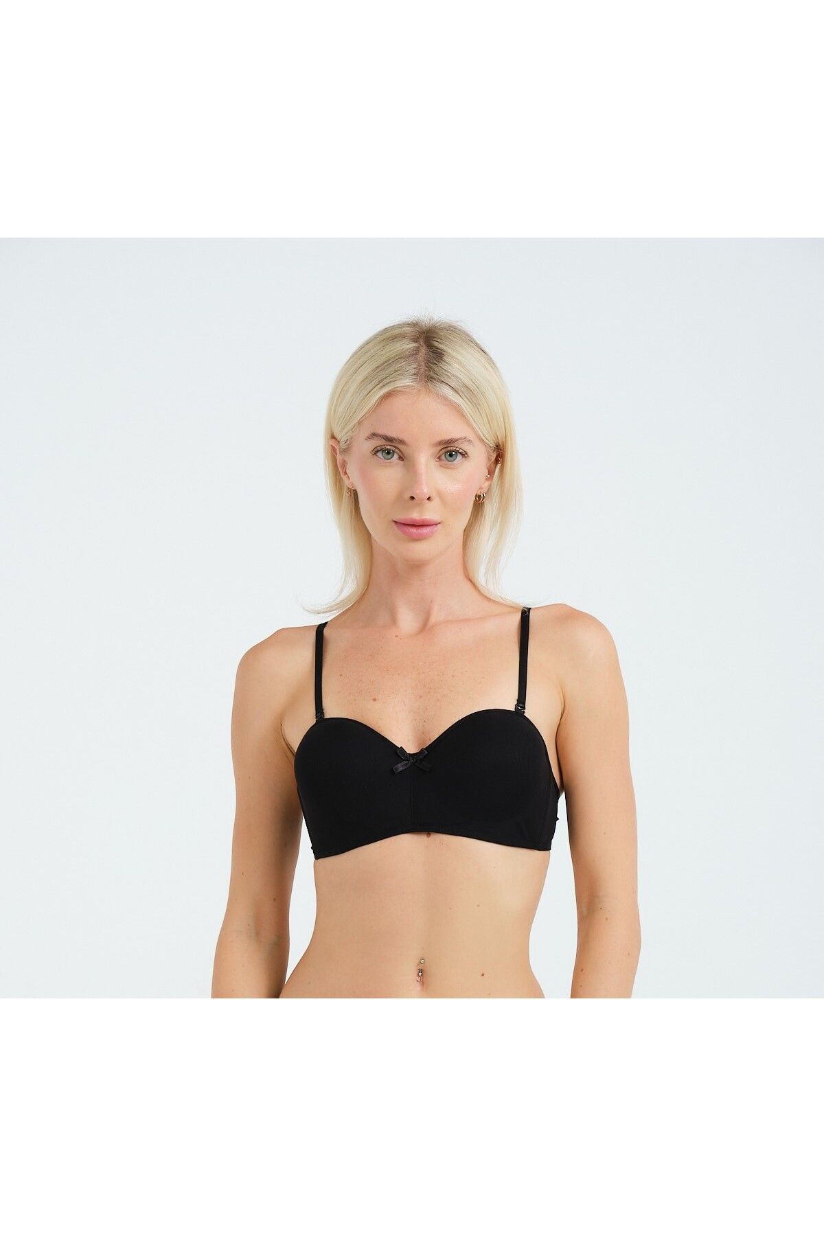 Kadın Siyah Toparlayıcı Balenli Dolgusuz Lotus Sütyen