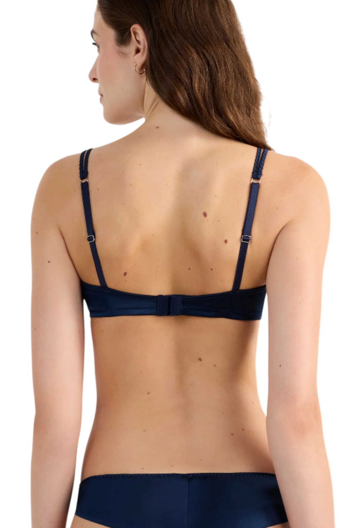 Lacivert Saten Üçgen Bralet – Zarif Çift Askılı ve Şık Dokulu